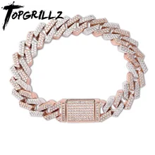 TOPGRILLZ 14 мм большая застежка в виде коробки, браслет с кубинским звеном, цвета: золотистый, серебристый, Iced Out, кубический циркон, рок, хип-хоп стиль, мужские ювелирные изделия