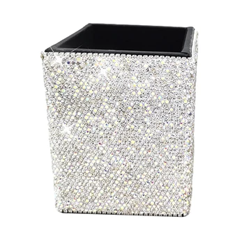 

Bling Rhinestone Gift Comb Brushes Round Square Portable Home Office Pen Holder Desk Organizer Fashion Multifunctional Cosmetic