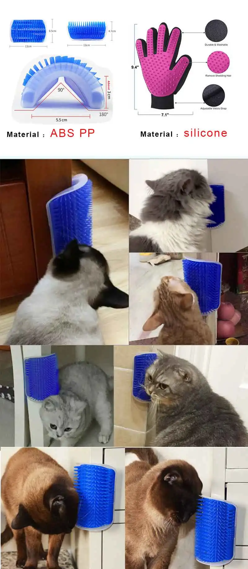 Cat Self Grooming Hair Accessorie With Catnip Angle Face Tickling Hair Removal Massage Brush Comb And Pet Dog Cat Grooming Glove