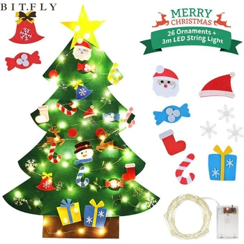 

DIY Felt Christmas Tree Christmas Decorations for Home Navidad 2020 New Year Gifts Christmas Ornaments Santa Claus LED Xmas Tree