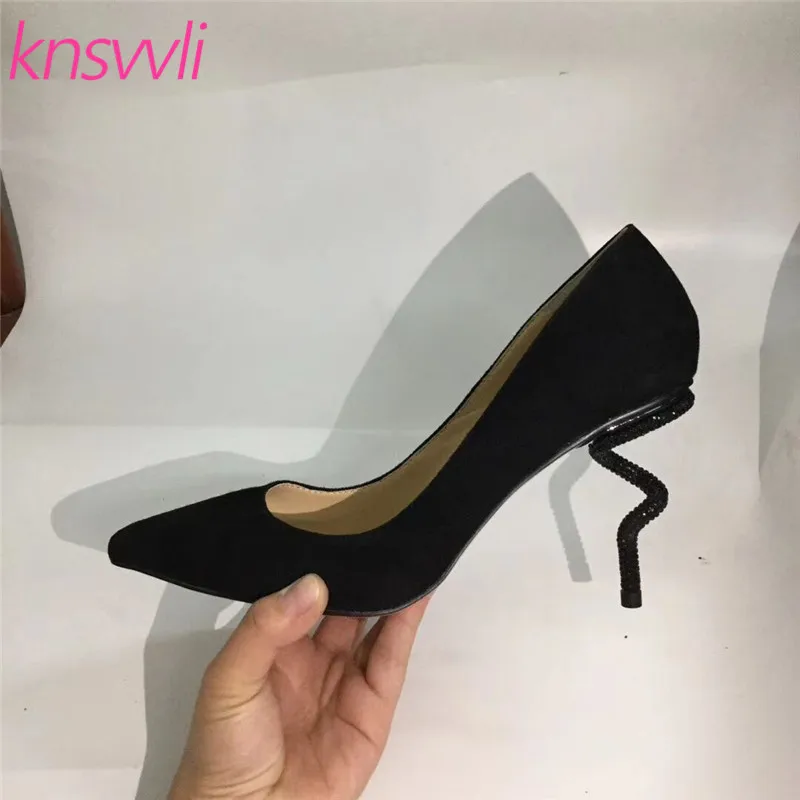 rhinestone spiral heels