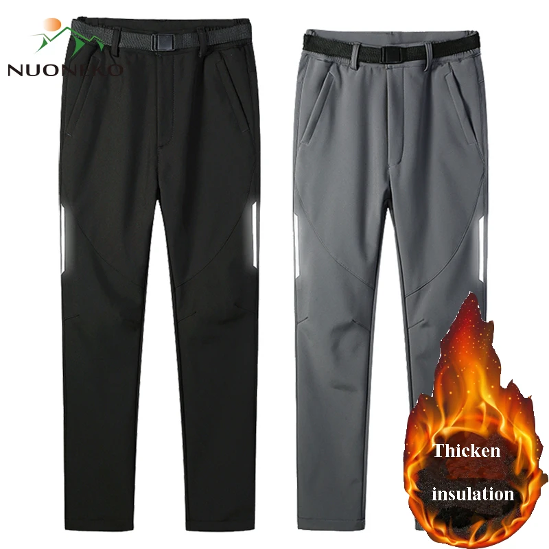 

NUONEKO Winter Men Hiking Fleece Pants Waterproof Breathable Softshell Trousers Camping Ski Climbing Thermal Warm Pants BMT17