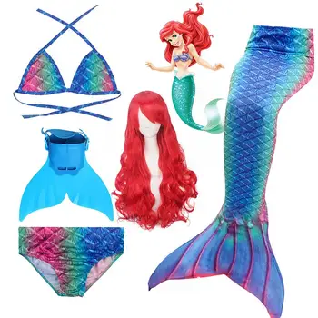 

Girls Swimming Mermaid Tail Cosplay Mermaid Party Costume Swimsuit With Monofin Fin Flipper Kids Swimmable Children Swimwear Set