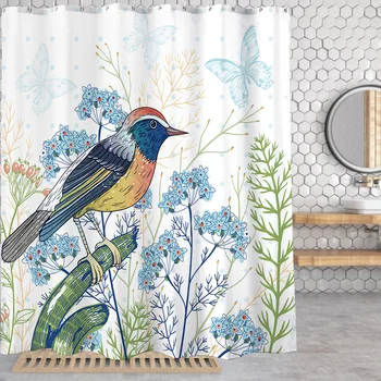 

Waterproof Shower Curtain No-Fading Bath Drape Polyester Fabric Durable Using Easy To Install Bathroom Partition Door Curtain