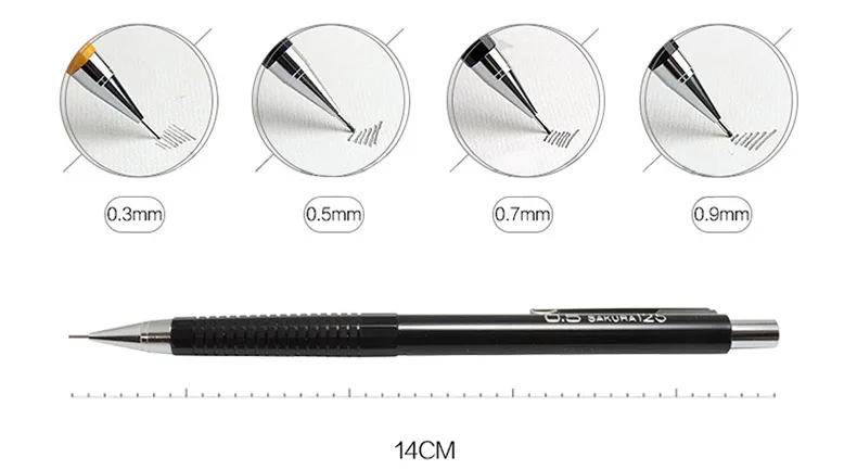 1 шт. Сакура XS-12 механический карандаш с ластиком Топ 0,3 0,5 0,7 0,9 мм Заполняемые карандашный грифель очень хороший, автоматический карандаши для черчения
