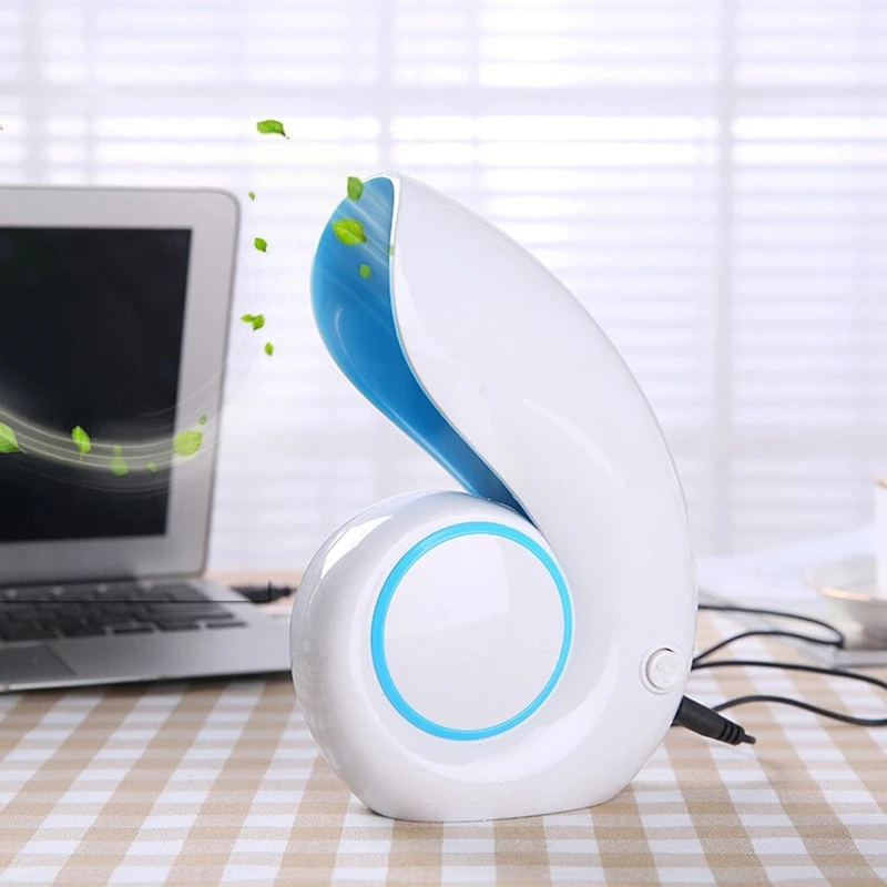 

Mini Portable Air Conditioner Fan Desktop No Leaf Bladeless Small Fan Handheld Sea Snail Usb Fan Blue