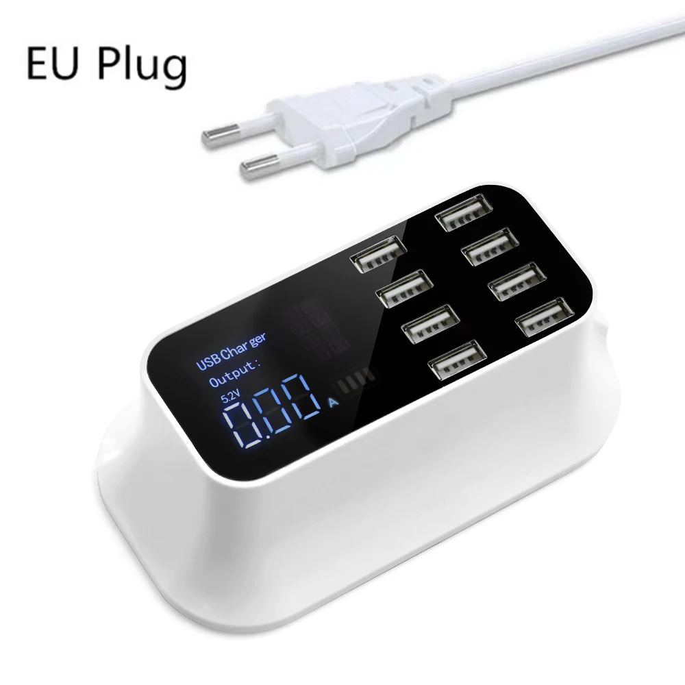 8 портов Быстрая зарядка ЖК-дисплей USB зарядное устройство для iOS Android iPhone адаптер телефон планшет быстрое зарядное устройство для Xiaomi huawei