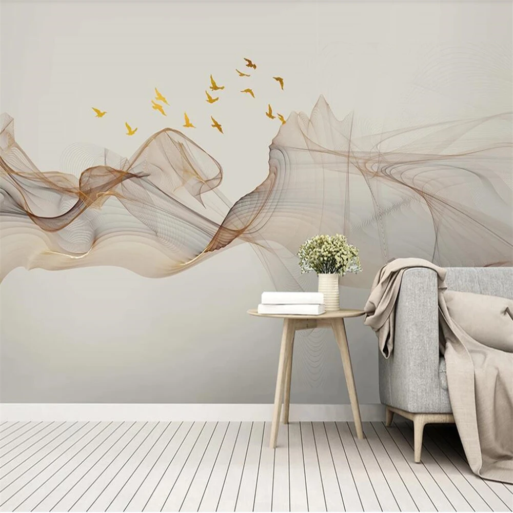 

Drop Shipping Custom Large Wallpaper Mural Chinese Style Abstract Ink Landscape Decorative Painting Living Room Background Wall