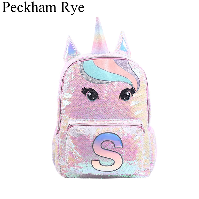 Sequin Unicorn школьные сумки большой емкости Рюкзаки с единорогом для девочек розовый Mochila Escolar Детский рюкзак детские школьные сумки