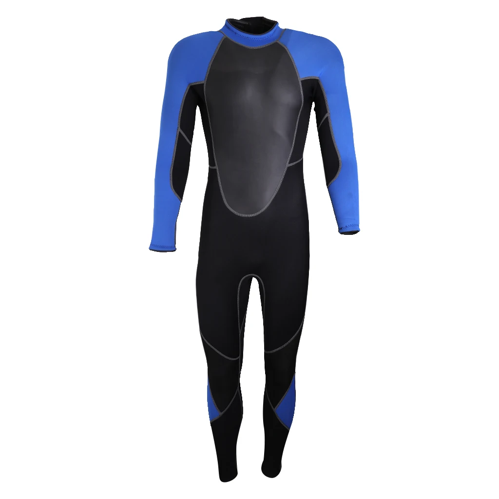 Mens 3mm Neoprene Surf Suit Back Zip Full Wetsuit Sports Skins Suit Wetsuits for Kayaking Snorkeling Scuba Diving 
