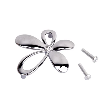 

Flower Rhinestone Drawer Cupboard Wardrobe Cabinet Door Handle Pull With Screw