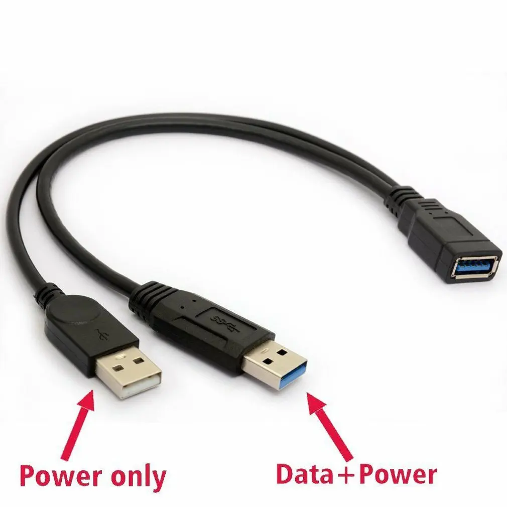 USB 3,0 двойной силовой Y зарядный кабель 2 x Тип A штекер 1 x Тип A женский