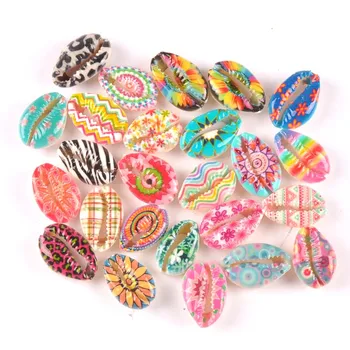 

Natural Beige conch shell Flower painting Scrapbook Craft seashells for Jewelry bracelet home decoration DIY 10pcs TRS0345