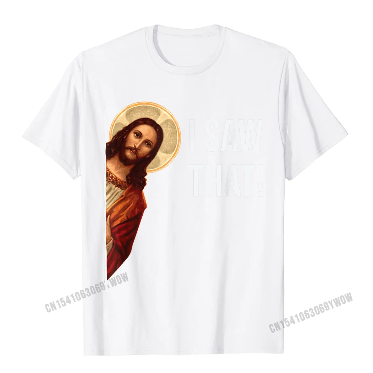 Print Tshirts Family Short Sleeve 2021 Fashion Crew Neck Pure Cotton Tops Shirt Design Tees for Men ostern Day Funny Quote Jesus Meme I Saw That Christian T-Shirt__595 white