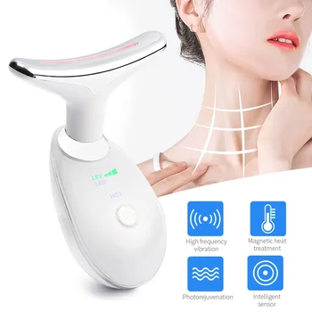 

Remove Double Chin Neck Device Face Slimming Lifting Massager EMS Vibration Photon Heating Therapy Neck Wrinkle Remover V-Face