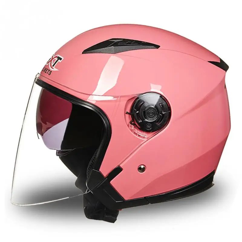 Унисекс мотоциклетный шлем анфас анти-УФ электромобиль мотоцикл дорожный велосипед Pinlock козырек двойные линзы для 4 сезонов - Цвет: Розовый