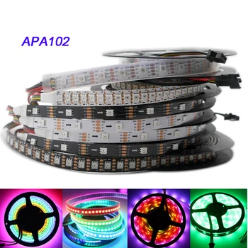 

APA102 DC 5V 1m/5m Smart Black/White PCB LED Strip,SK9822 30/60/72leds/pixels/m ,IP30/IP65/IP67 pixels addressable