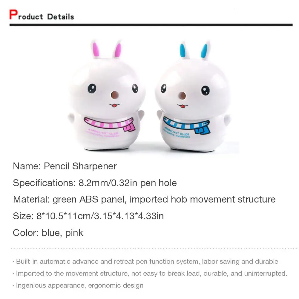 Детская школьная поставка студенческий подарок Kawaii Кролик Форма рукоятка точилка для карандашей Резак автоматический точильный аппарат