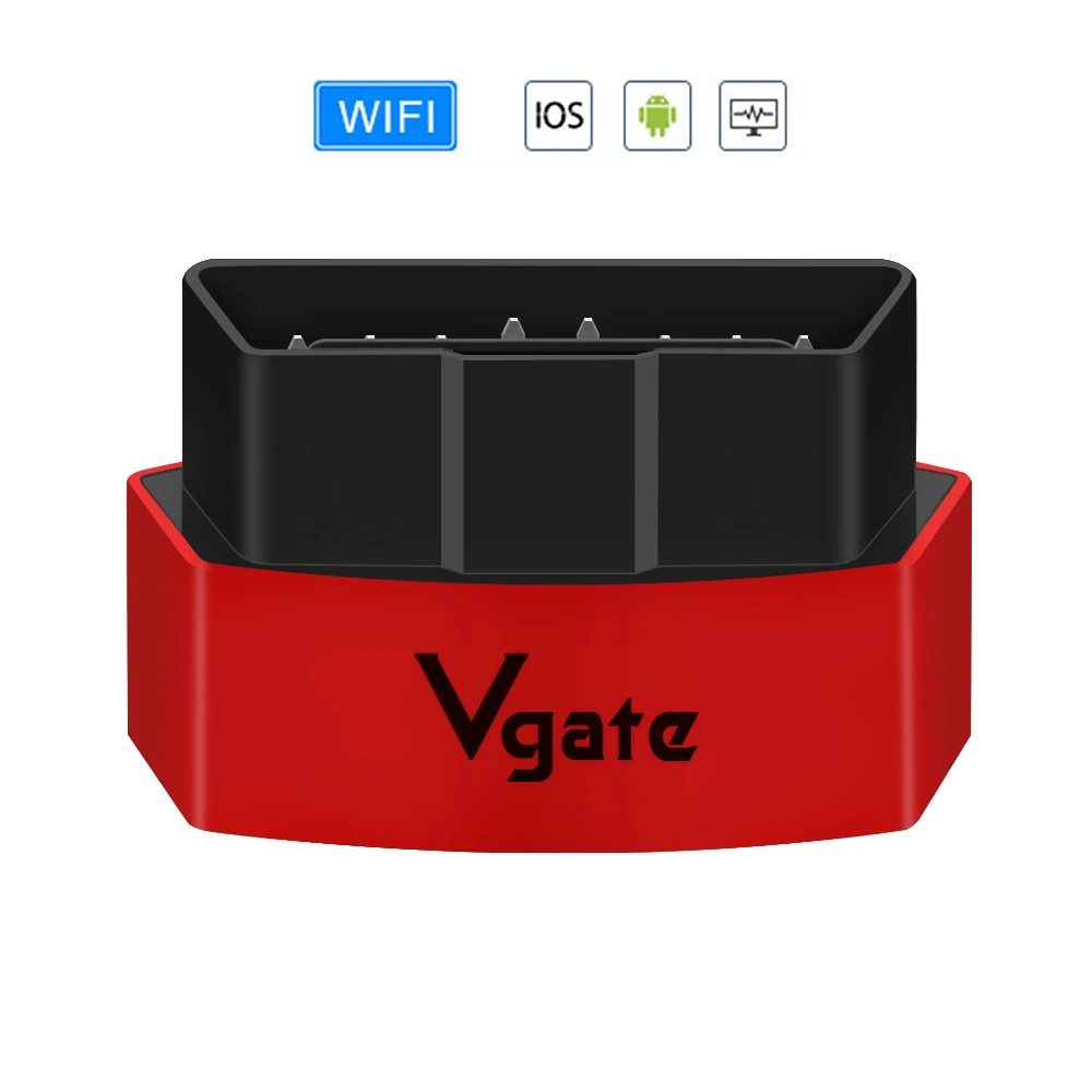 Vgate OBD2 ELM 327 wi-fi-сканер диагностики автомобиля сканирующий инструмент wifi OBDII OBD 2 считыватель кода для компьютерной диагностики автомобиля ODB2 ELM327 высокое качество продвижение - Цвет: Red-WIFI