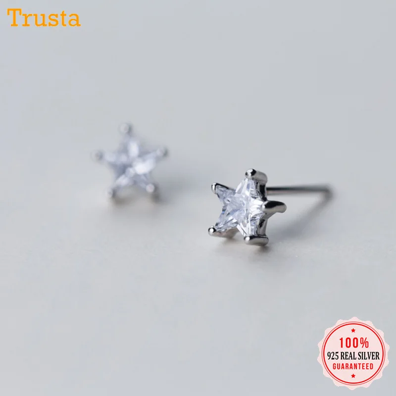 

Trustdavis 100% 925 Solid Real Sterling Silver Tiny Star CZ Stud Earrings For Gift Women Girls Kids Fine Fashion Jewelry DA152