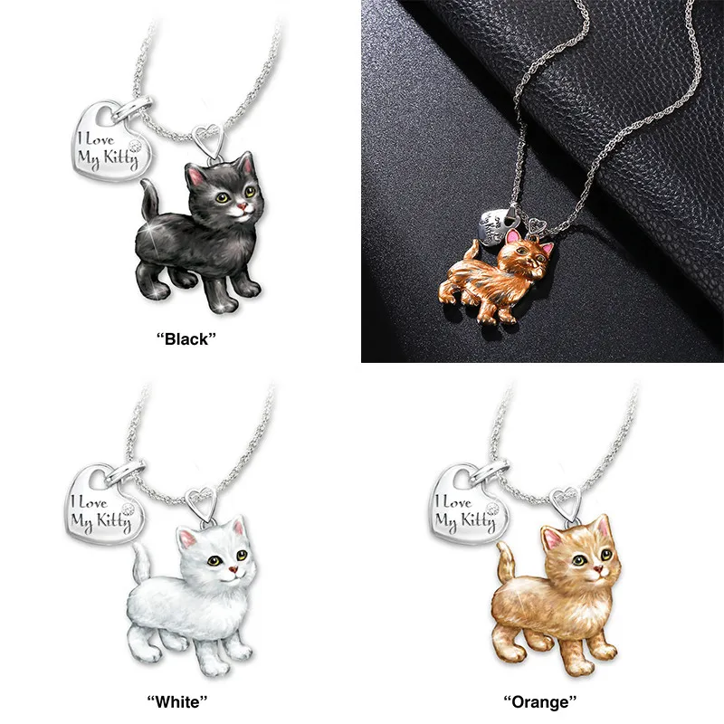 DoreenBeads Новая мода черный белый оранжевый питомец кошка буквенный ярлык я люблю