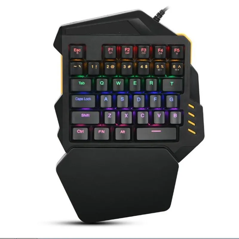 Mobile Mechanical Keyboard Game Keyboards Mouse Wired Combos 35keys Single  Hand For PUBG Gamer CF Shooting Games