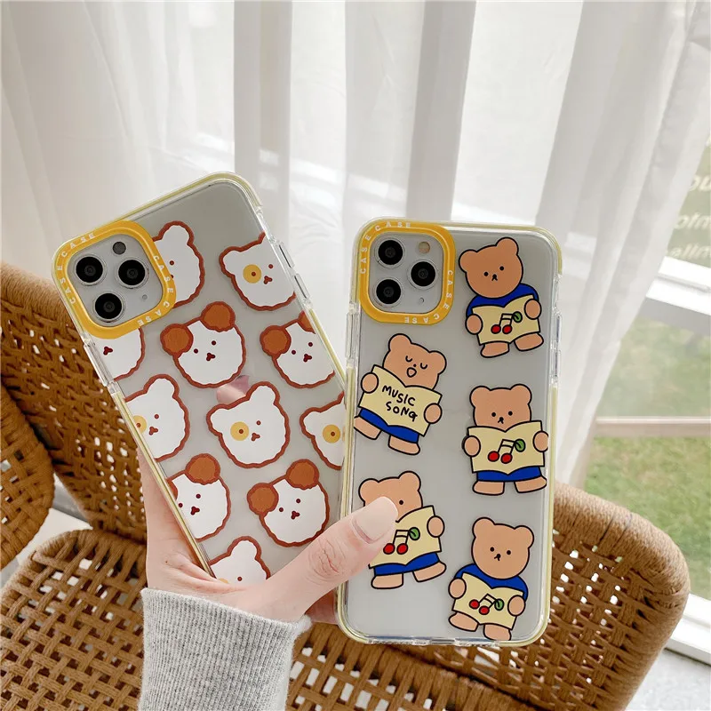 

Cute Phone Case For iPhone 11 Pro MAX XS MAX XR X 7 Plus 8 Plus Case silicone cover Music Cherry bear Chow Chow dog illustration