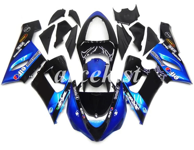 4 подарки ABS мотоцикл Полный обтекатели комплект подходит для Kawasaki Ninja ZX-6R 2005 2006 05 06 ZX6R 636 Комплект кузова черный зеленый - Цвет: blue