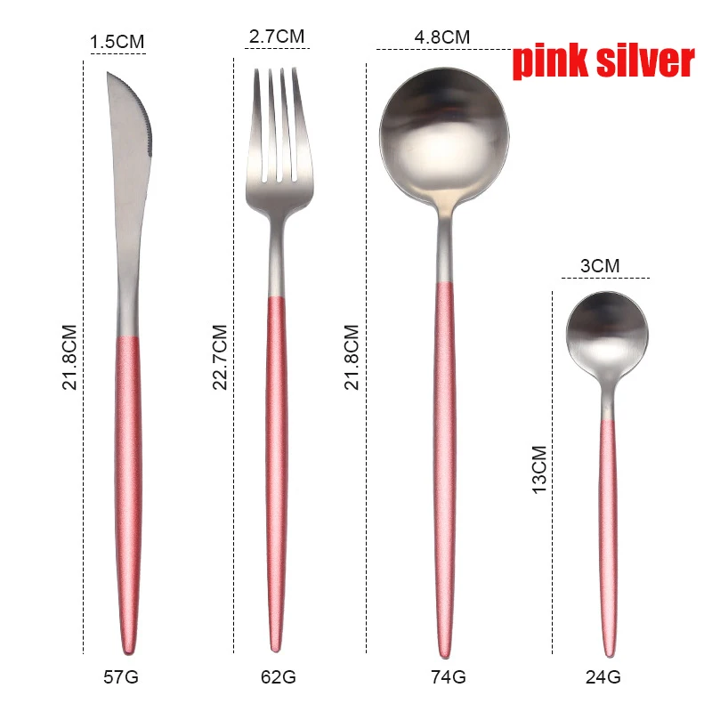Spklifey набор посуды палочки для еды Золотая посуда вилки, ножи, ложки из нержавеющей стали набор Европейской посуды корейские палочки для еды - Цвет: pink silver