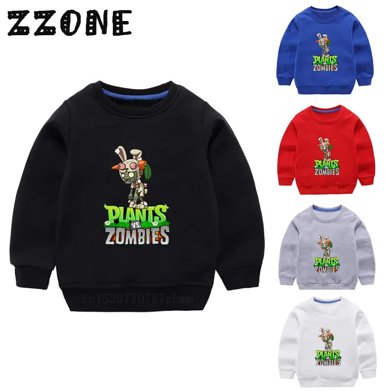 Детские толстовки с капюшоном детские толстовки с рисунком Растения против Зомби хлопковый пуловер для малышей топы для девочек и мальчиков, осенняя одежда KYT2404
