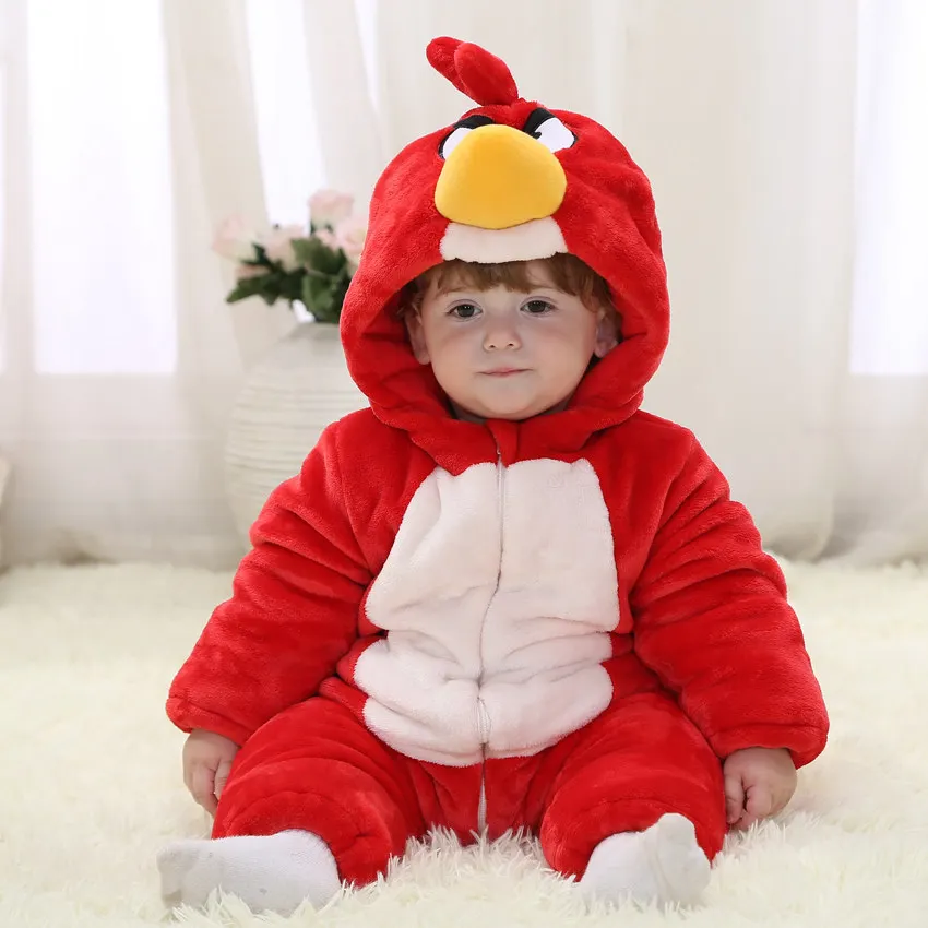 Angry Bird Детские Зимняя Одежда для мальчиков и девочек детский комбинезон ребенок прогулочная одежда для детей с рисунками животных из мультфильмов; домашняя одежда для детей город одежда костюм на Хэллоуин - Цвет: Angry Bird