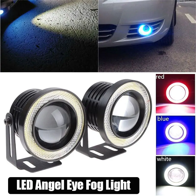 Details about   3.5" 89MM COB LED Projector Angel Eye Light Halo Ring Fog Driving Lamp Car Red