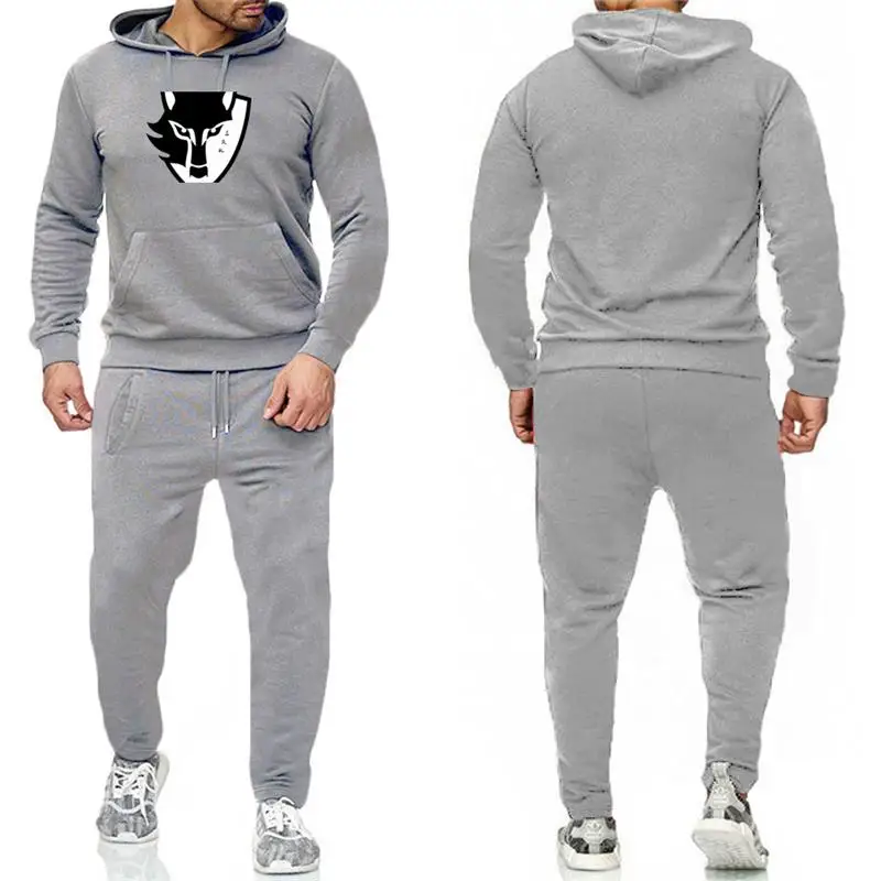 Promo Olevo 2Pcs Sets New Men's Hoodie Printed Hooded Pullover Sweatshirt Tracksuit Leisure Sweatpants Sports Casual Set