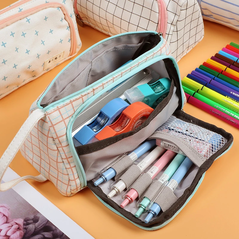 Estuches coloridos de capacidad para lápices, bolsos creativos de tela coreana, estuche para bolígrafos, suministros de para oficina escuela|Bolsas para lápices| - AliExpress