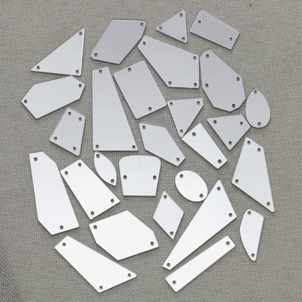

Clear Color Acrylic Mirror Sew On Rhinestones DIY Flatback Mirror Acryl Sew On Stones with Holes For Sewing