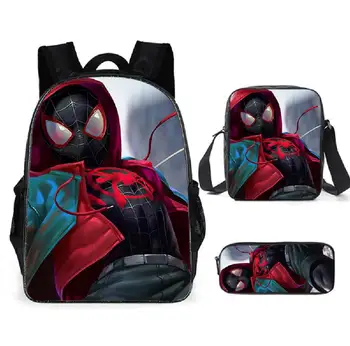 

Teenagers Backpacks 3D Superhero Cartoon double Shoulder Bag Unisex Primary Student Boy Girl Outdoor Travel Bag 3pcs/set
