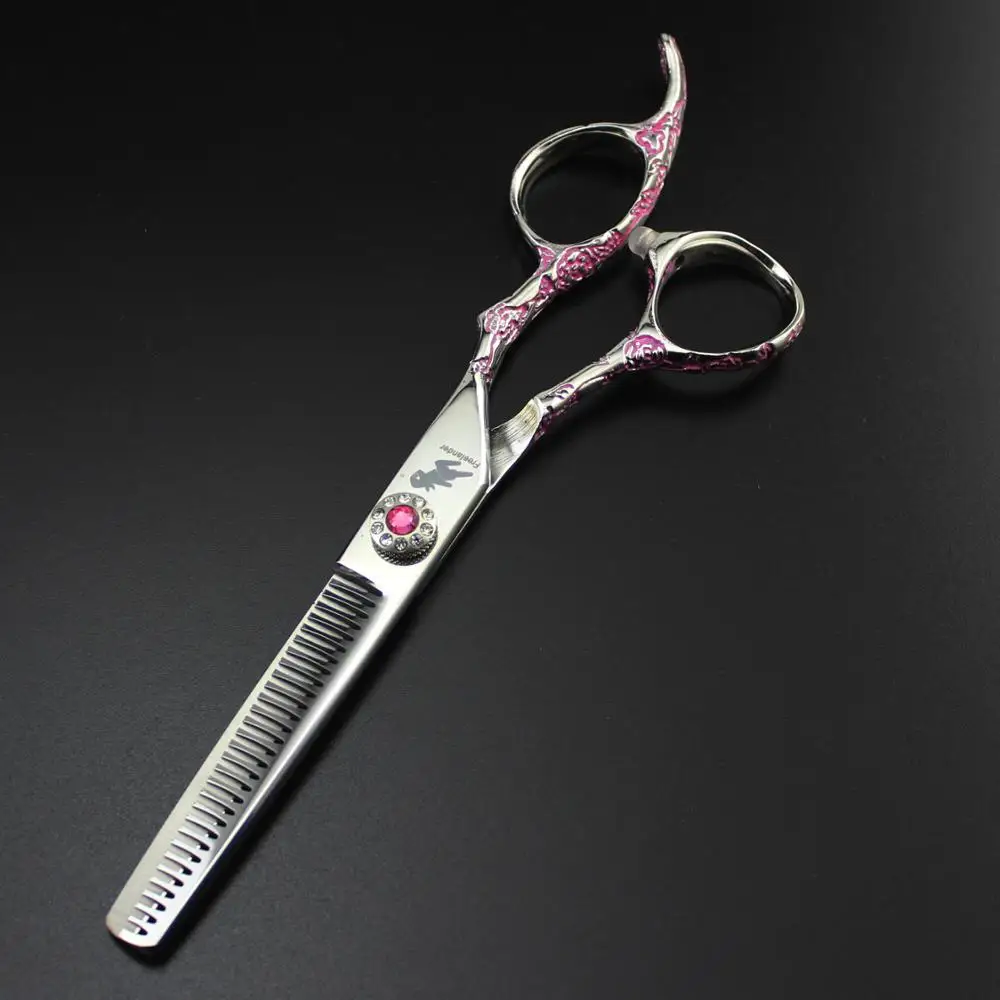 6 дюймов Розовая ручка сливы 440c ножницы для стрижки волос Thinning Парикмахерские ножницы набор JP440C парикмахерские ножницы инструмент