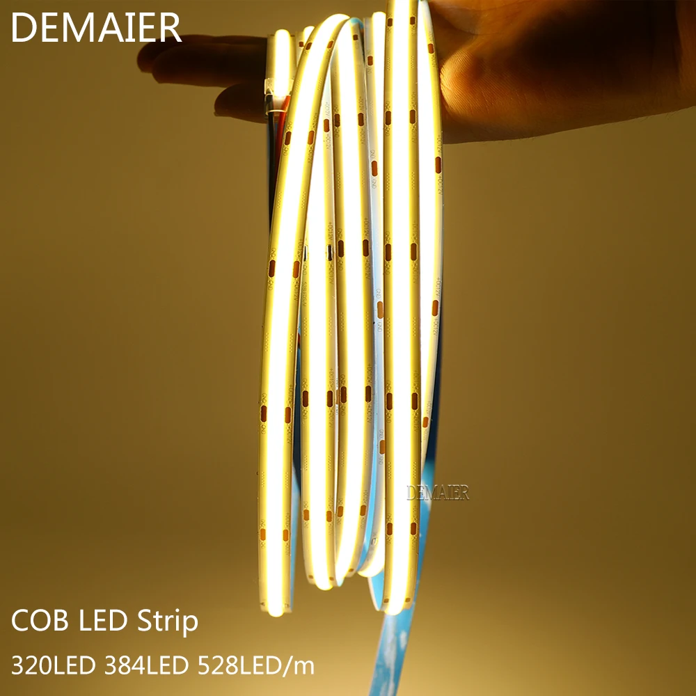 DC12V 24V COB светодиодный Streifen 320 384 528 Hohe Dichte гибкий светодиодный-leuchten Weiche свет бар ra90