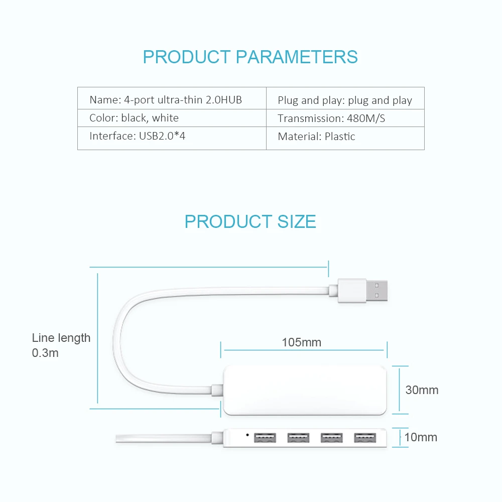 Usb-концентратор 2,0 Мульти USB 2,0 usb-хаб высокоскоростной передачи данных 4 порта концентратор все в одном для ПК ноутбук MacBook Pro Аксессуары
