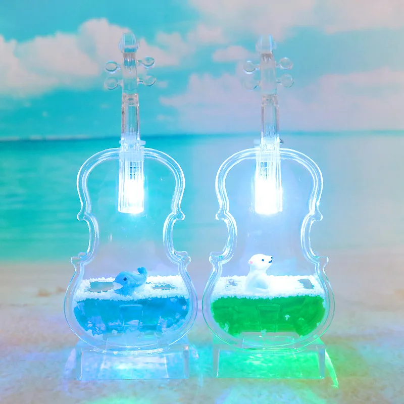 Creative Violin Floating Animal Drops Oil Spill Drops Glowing Creative Home Furnishing Desktop Decompression Stationery Students