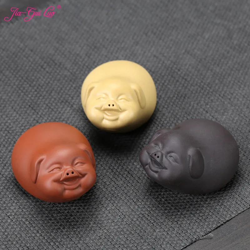 

JIA-GUI LUO Ceramic Pig Tea Pet Creative Purple Clay Decoration Tea Accessories tea pet Decorative ornaments N013