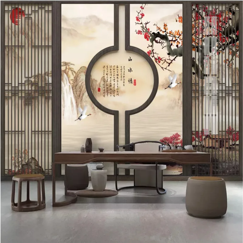 

Chinese Style Classic Light Color Retro Landscape Painting Photo Wallpapers for Living Room Sofa TV Background Wall Paper 3D