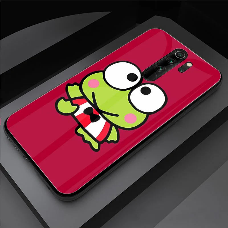 Cute green frog Keroppi DIY Tempered Glass Phone Case for Redmi 7A 8 9 NOTE 9 8 7 6 Pro Luxury printed cover shell case for xiaomi Cases For Xiaomi