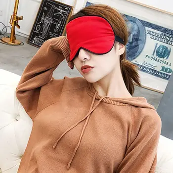 

Portable Faux Silk Sleep Eye Mask Solid Color Adjustable Strap Ice Gel Cold Pack Cool Compress Travel Rest Blindfold Eyeshade