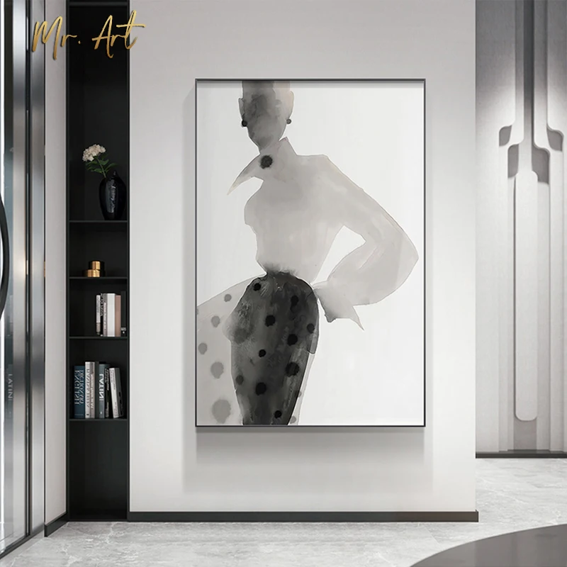 

Woman Ink Poster Print Nordic Black and White Figure Silhouette Canvas Painting Modern Decor Wall Art Picture for Living Room