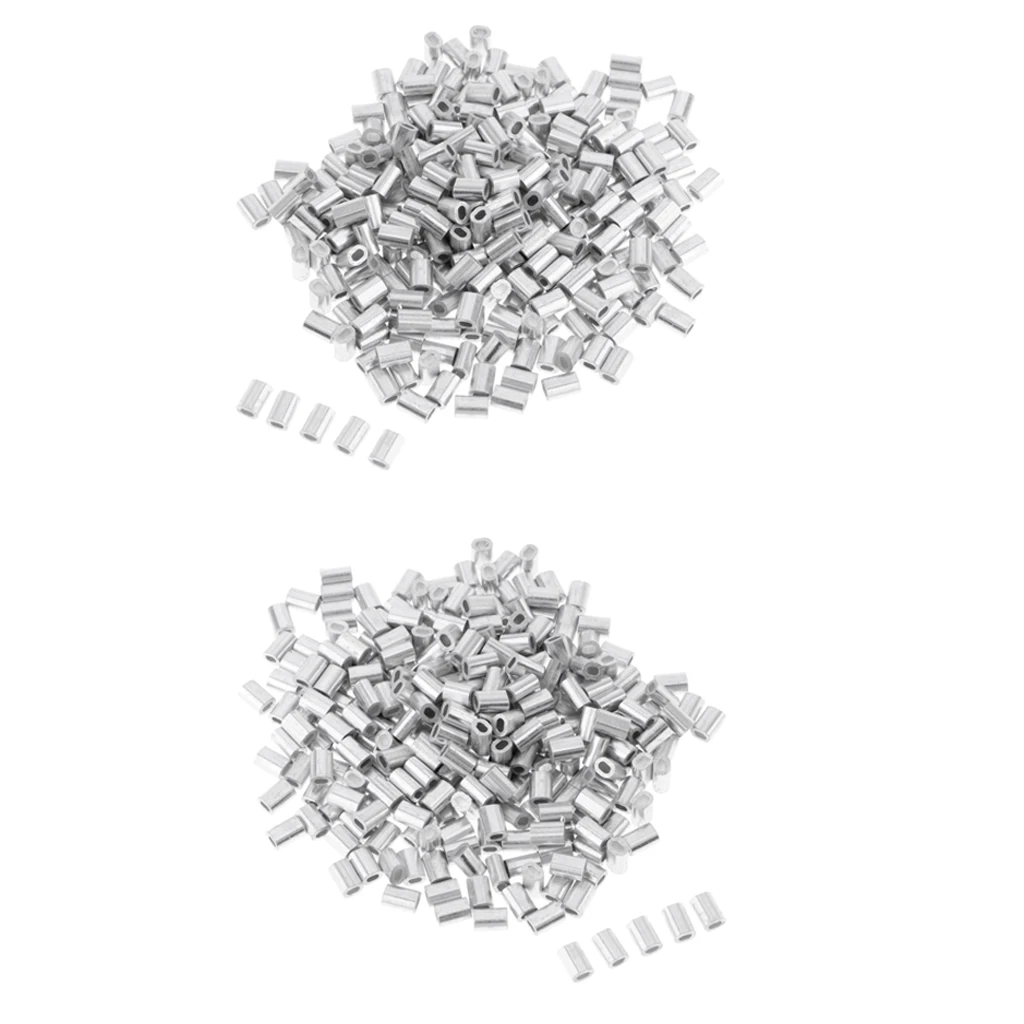 

300 Pieces Aluminium Fishing Crimps Double Barrel Crimp Sleeves