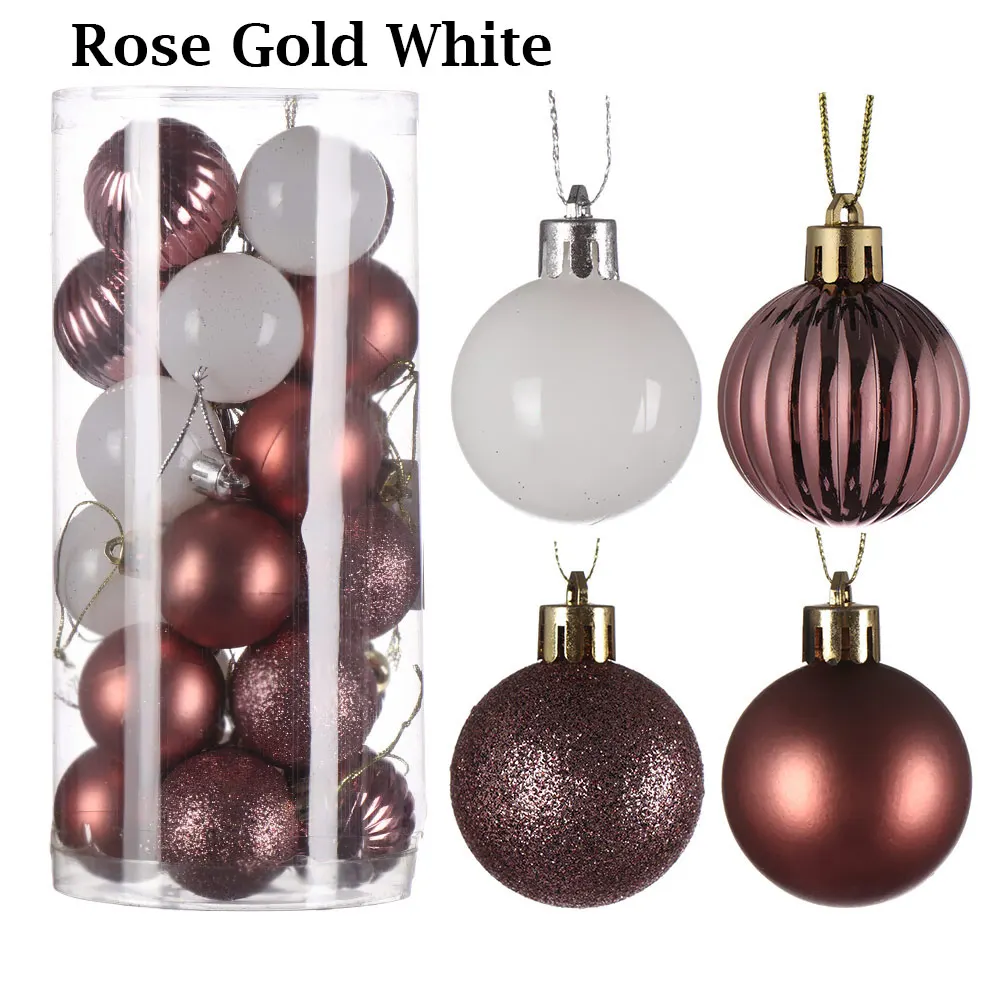 24 шт., 4 см, золотые, розовые, шампанские, красные, металлические рождественские шары, декор для рождественской елки, Рождественский Декор для дома, Noel, подарок на год - Цвет: mixed 5