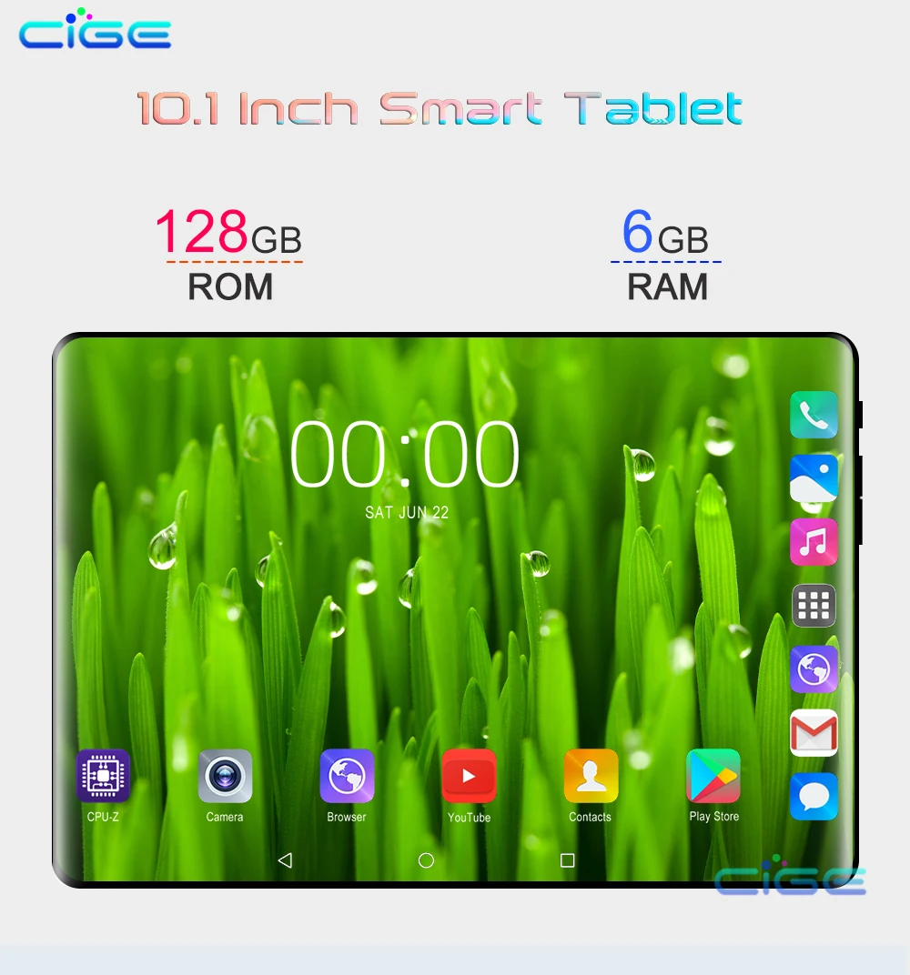 CiGe 10,1 дюймов планшетный ПК Android 9,0 3g 4G Восьмиядерный 6 ГБ ОЗУ 128 Гб ПЗУ gps FM Bluetooth планшеты телефонный звонок 10 ips 1280x800 подарки