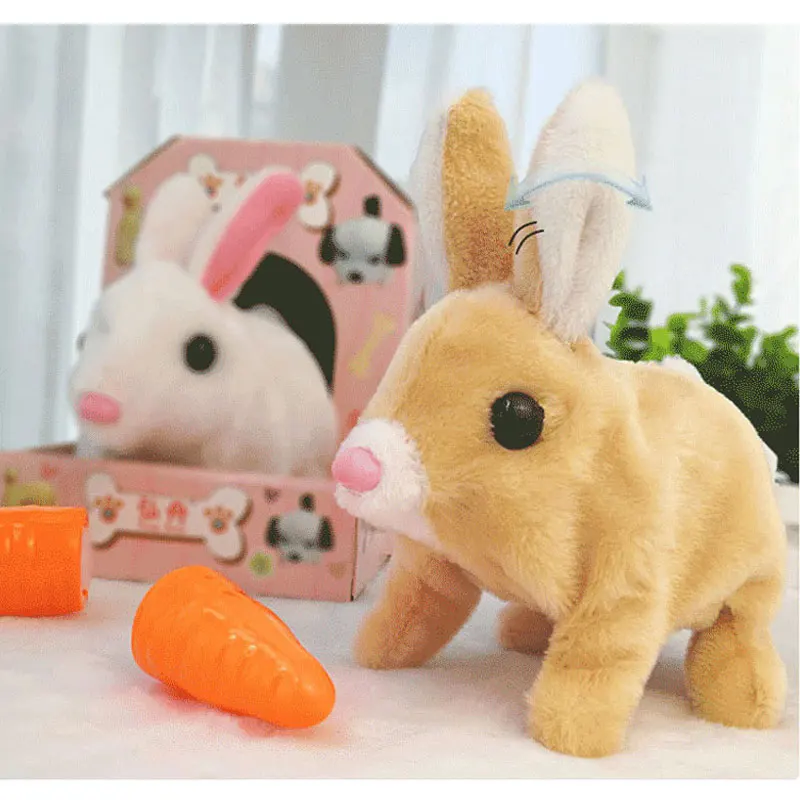 Plush Electronic Rabbit Toy Robot Animal Pet Walking Jumping Running Shake Ears Cute Electric Bunny For Kids Birthday Gifts new electric jumping cat toy shrimp moving simulation lobster electronic plush toys for pet dog cat children stuffed animal toy