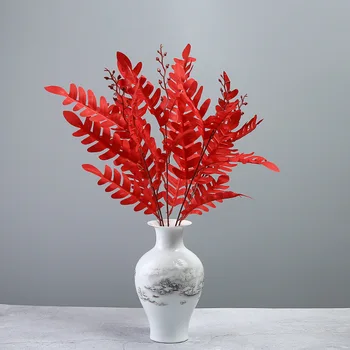 

1pc Christmas Artificial Leaves Home Decoration Fake Leaf Gifts Candy Color Wedding Decor